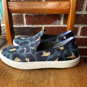 Rothy's Women's Slip On Sneakers Loafers Navy Blue Yellow Green Leopard camo 8.5